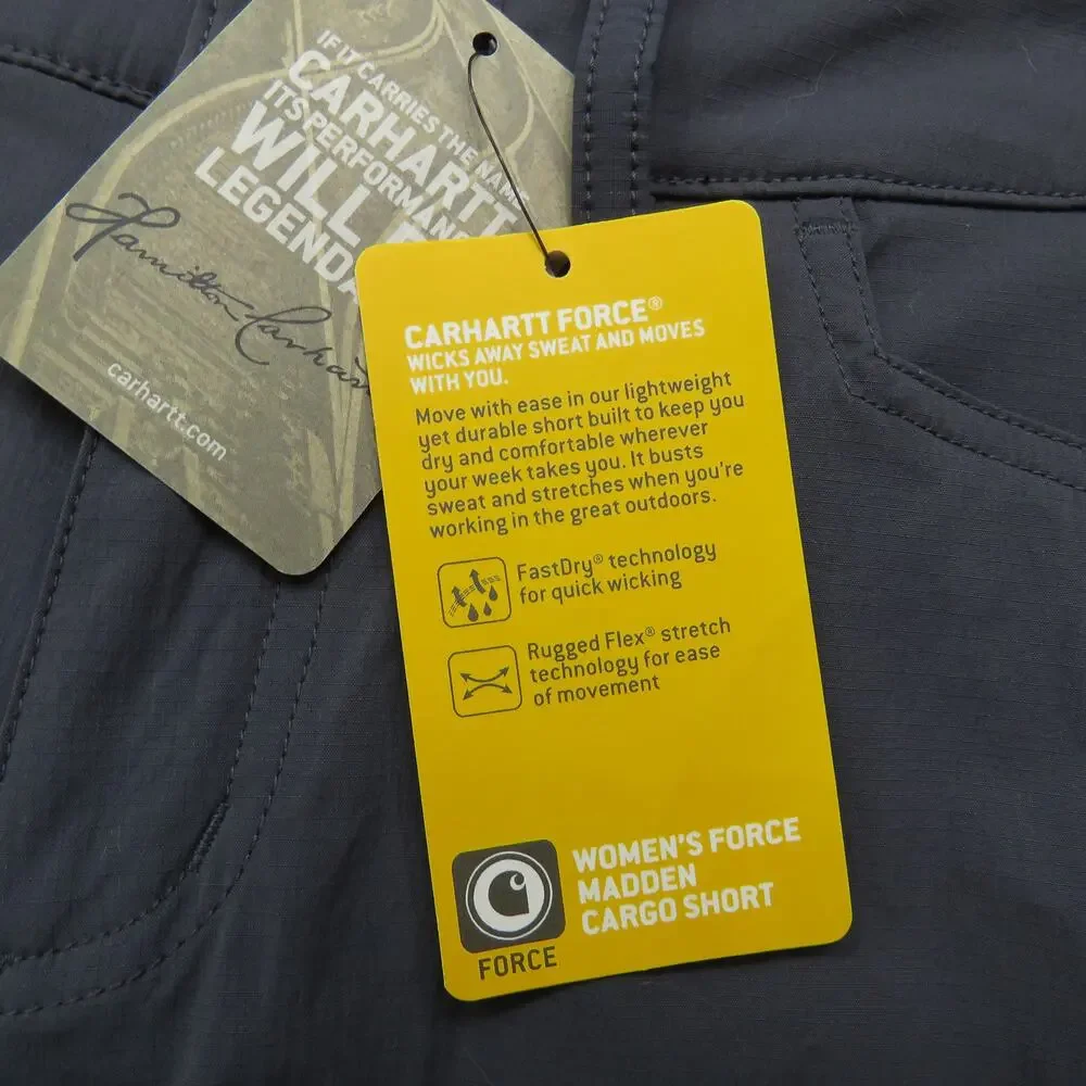 Carhartt Women's Straight Fit Force Madden Cargo Shorts 10 Charcoal Gray